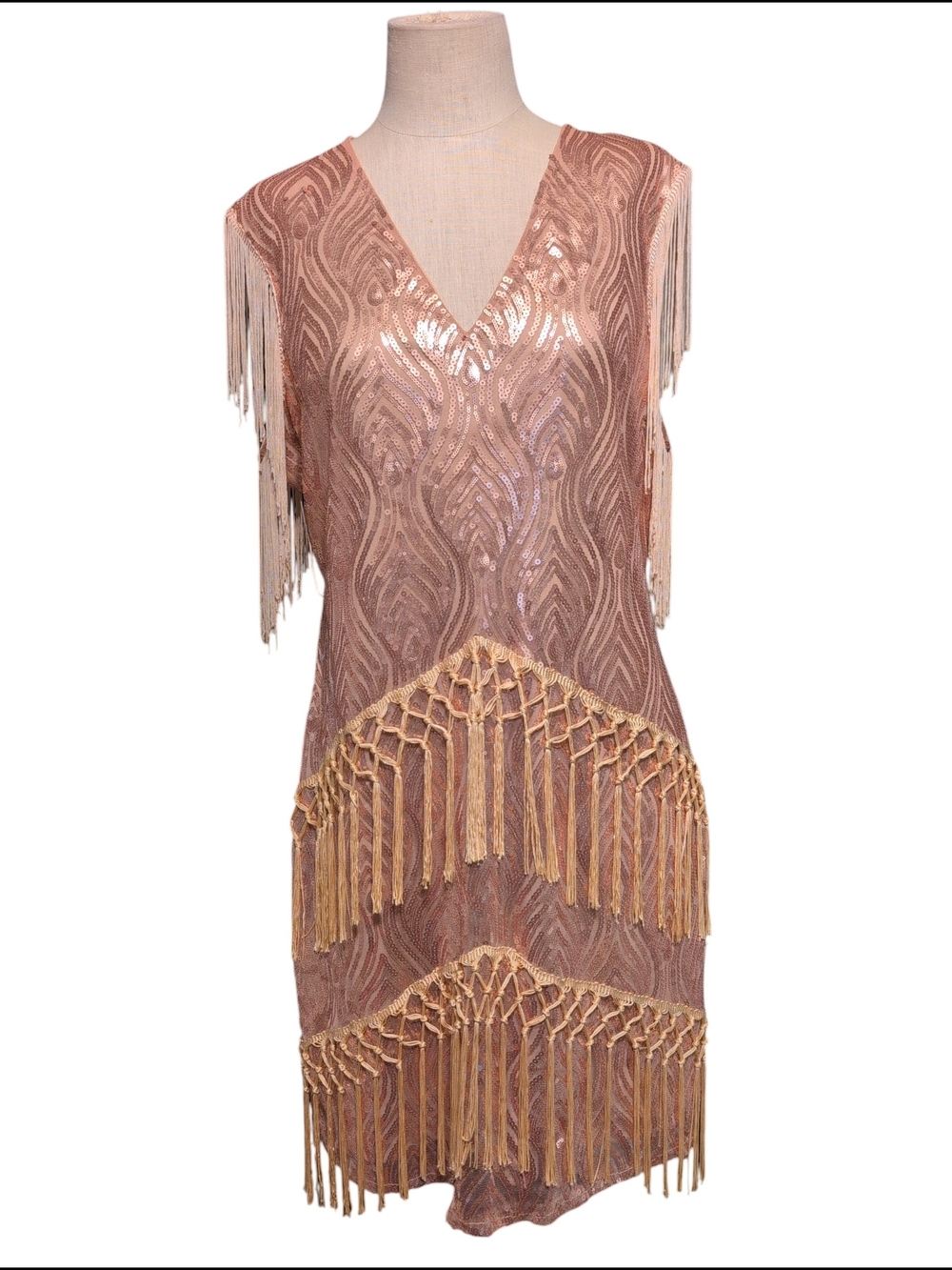 Babeyond Sequins Fringe Tango Dress Dance Club Cocktail Party Fashion XXXL